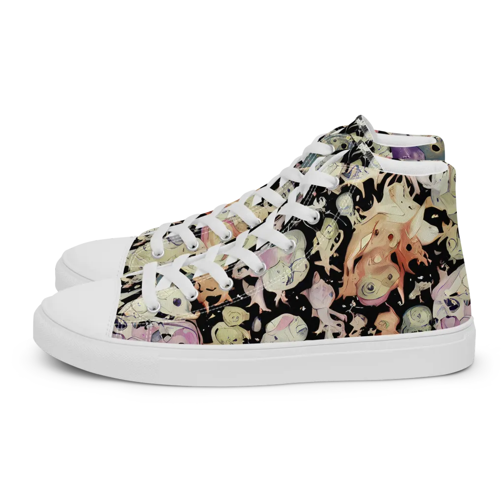 Dream Frog Parade on Women's High Top Canvas Shoes — Left