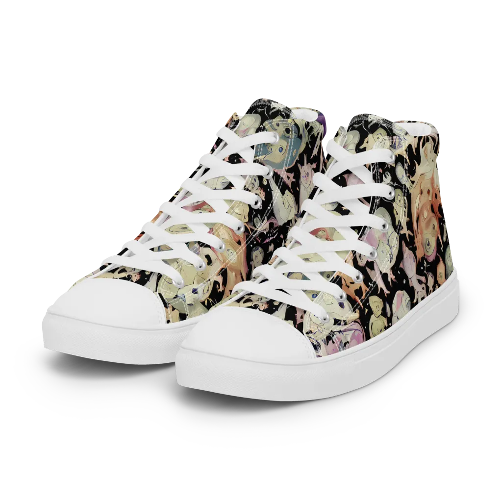 Dream Frog Parade on Women's High Top Canvas Shoes — Left Front
