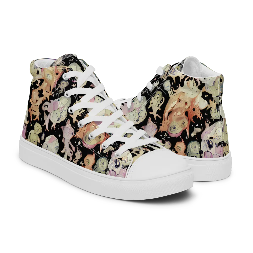 Dream Frog Parade on Women's High Top Canvas Shoes — Right