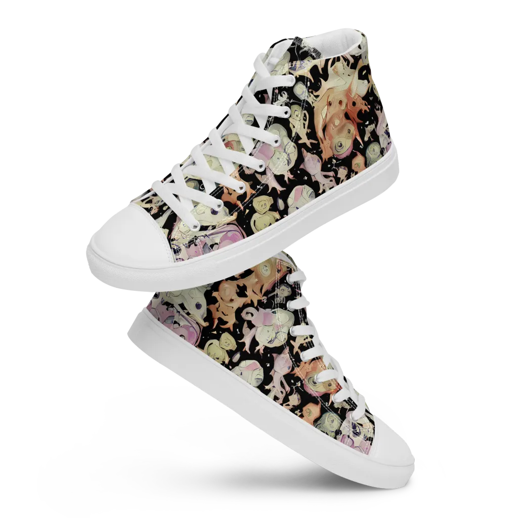 Dream Frog Parade on Women's High Top Canvas Shoes — Front