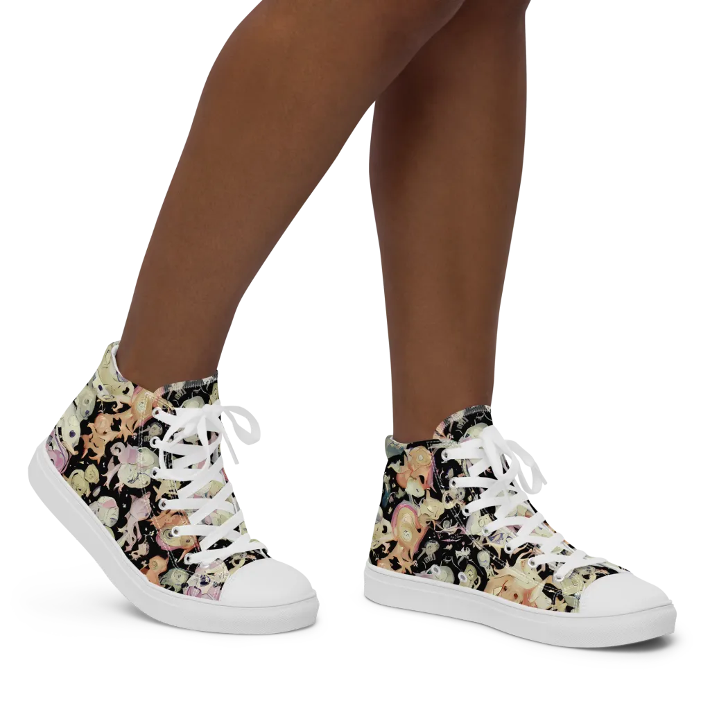Dream Frog Parade on Women's High Top Canvas Shoes — Right