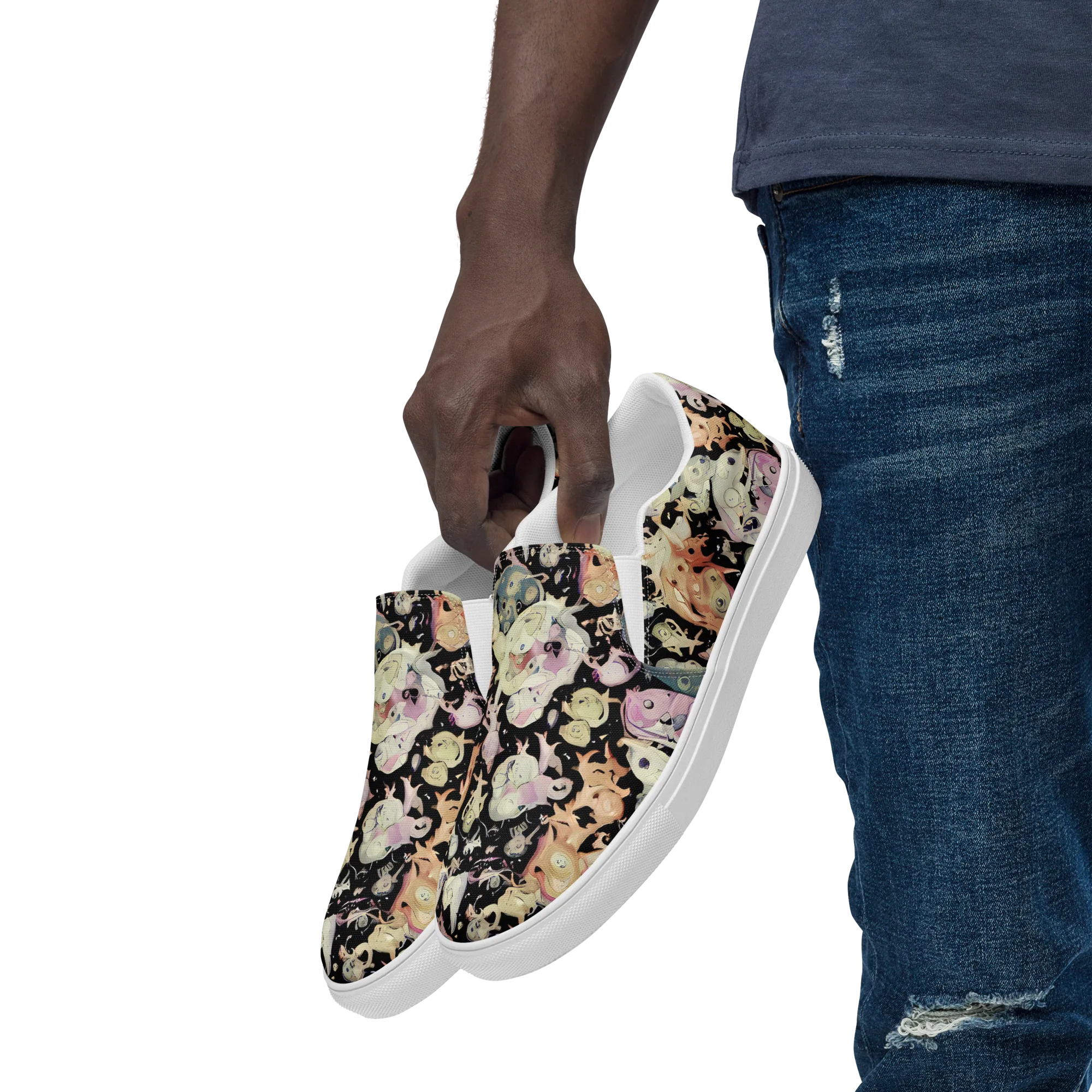 Dream Frog Parade on Men's Slip-On Canvas Shoes — Left Front