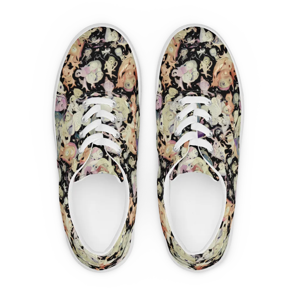Dream Frog Parade on Men's Lace-Up Canvas Shoes — Front
