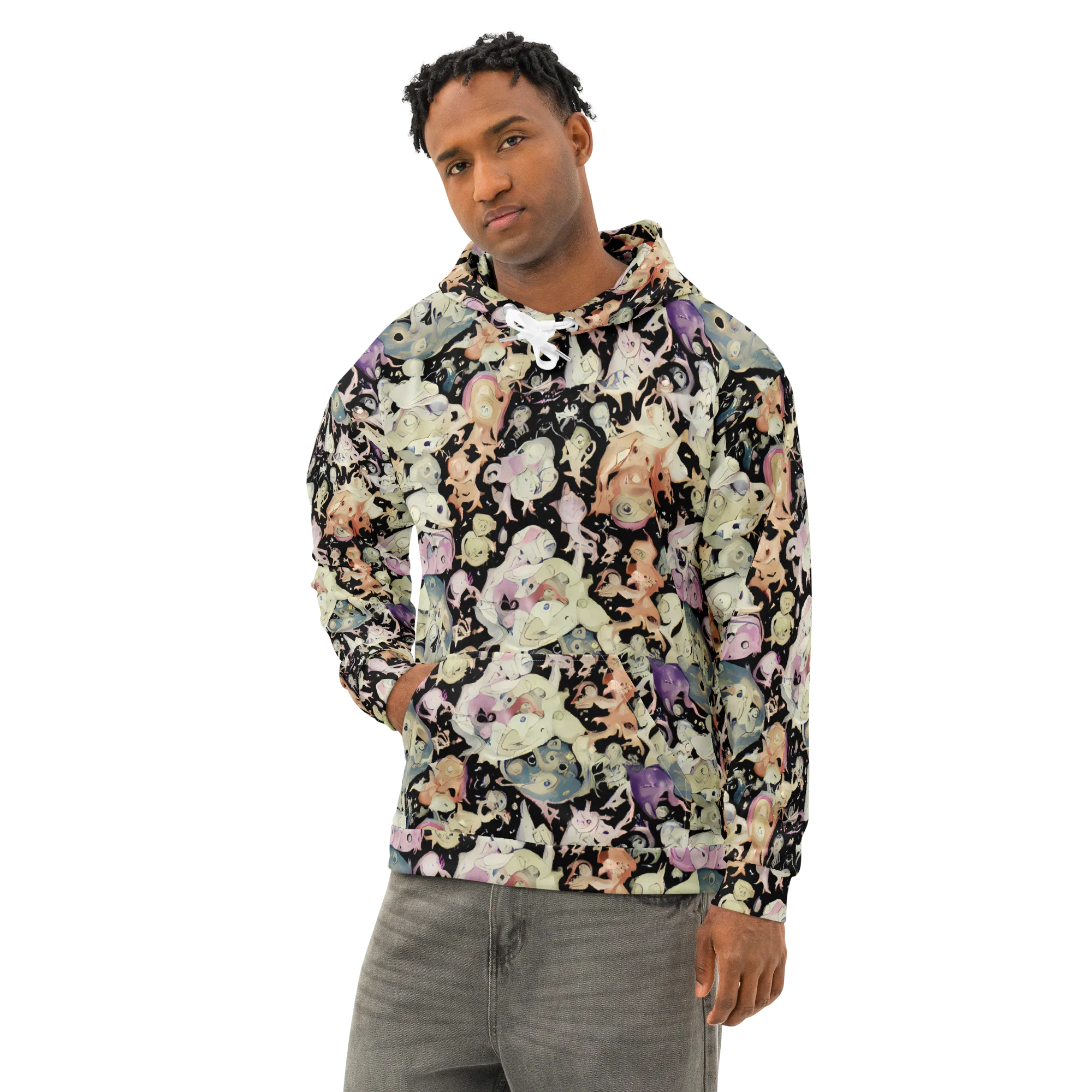 Dream Frog Parade on Cotton Hoodie — Left Front