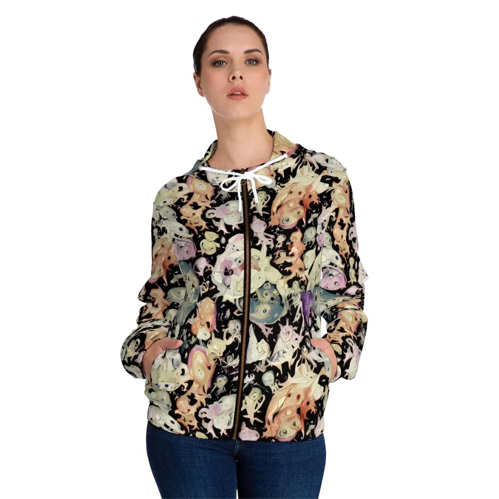 Dream Frog Parade on Women's Full-Zip Hoodie — Front On Person