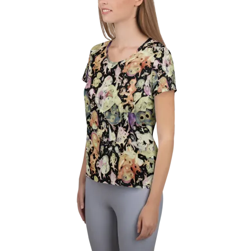 Dream Frog Parade on a Women's Athletic T-Shirt