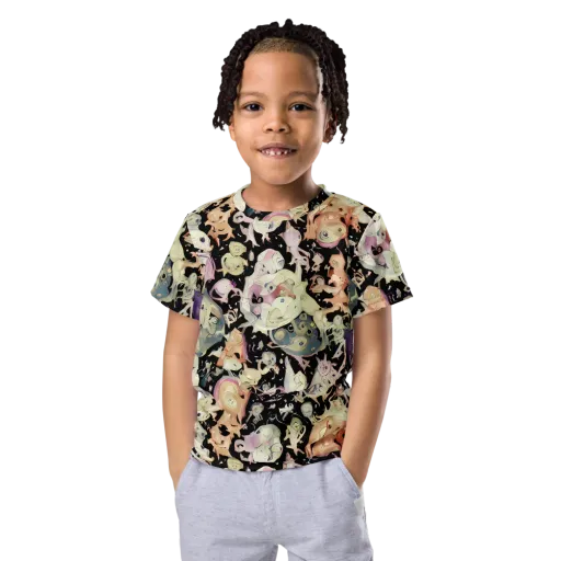 Dream Frog Parade on a Kids Crew Neck T-Shirt