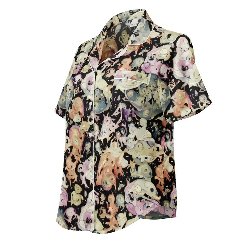 Dream Frog Parade on Women's Short Sleeve Pajama Top — Left Front