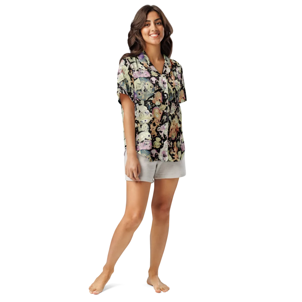 Dream Frog Parade on Women's Short Sleeve Pajama Top — Front