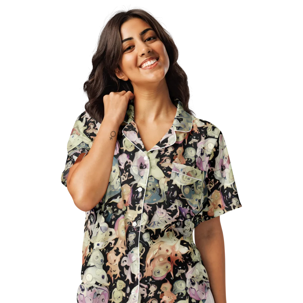 Dream Frog Parade on Women's Short Sleeve Pajama Top — Front