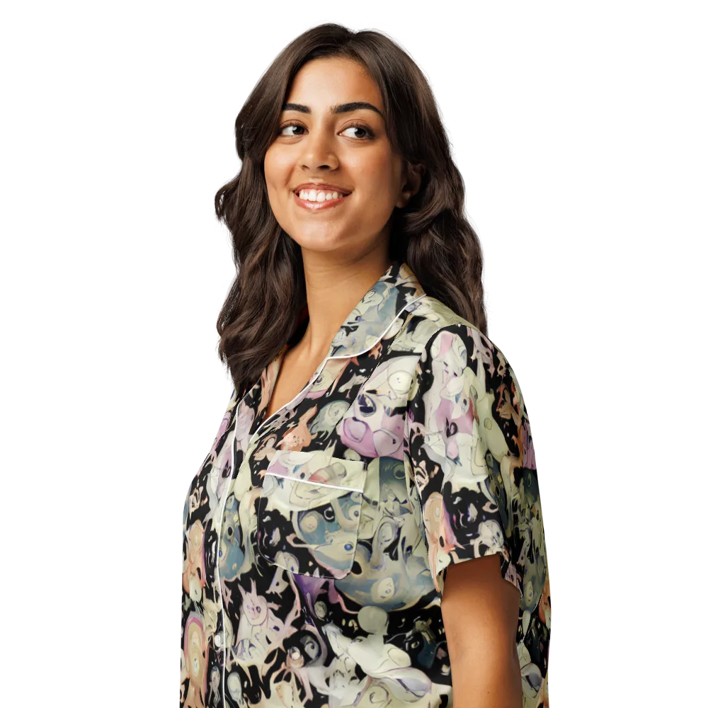 Dream Frog Parade on Women's Short Sleeve Pajama Top — Left Front