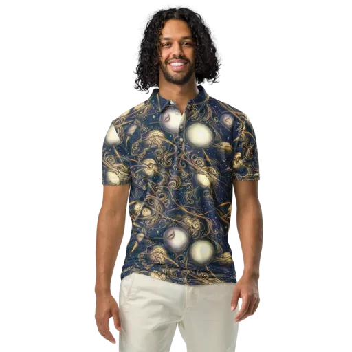 Orbital Baroque on a Men's Slim Fit Polo Shirt