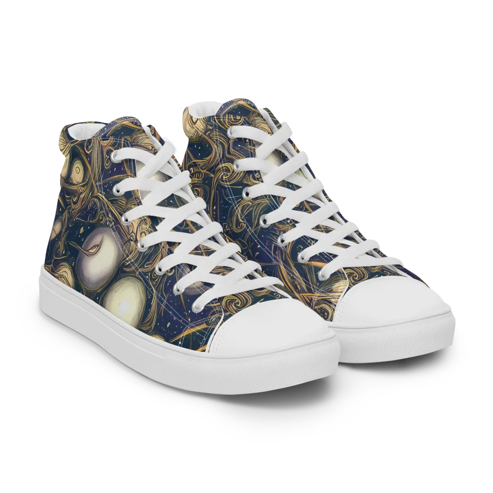 Orbital Baroque on Men's High Top Canvas Shoes — Right Front