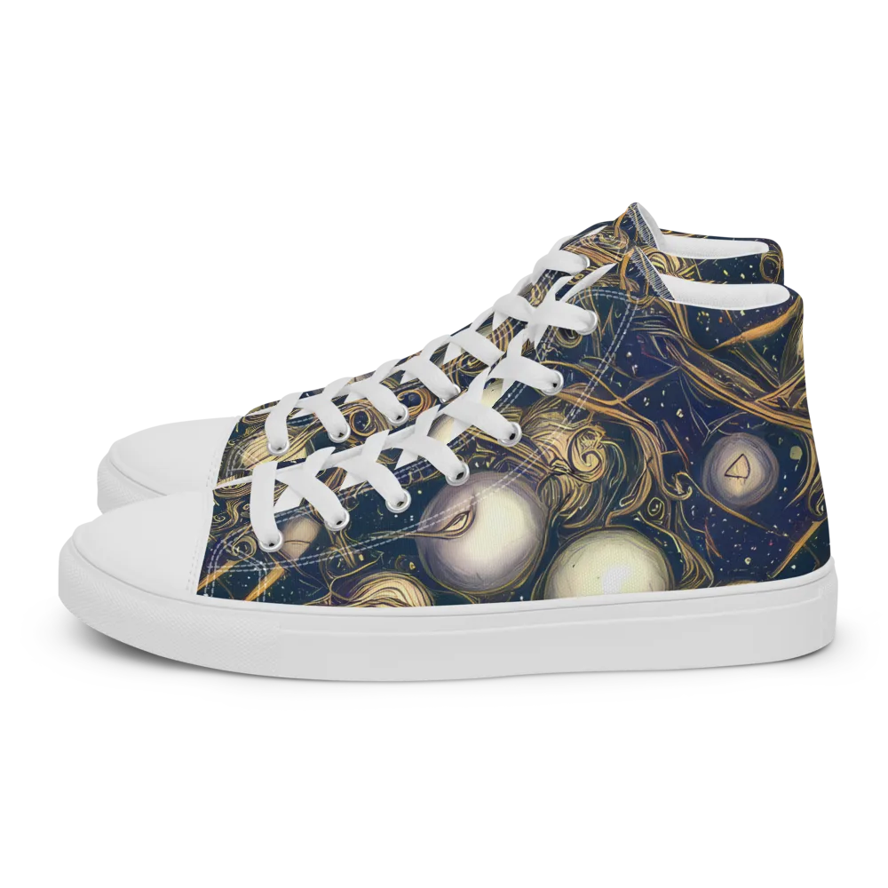 Orbital Baroque on Men's High Top Canvas Shoes — Left