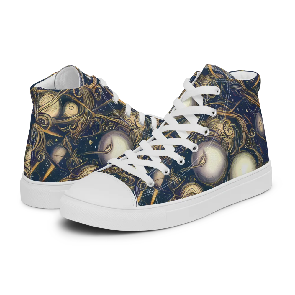 Orbital Baroque on Men's High Top Canvas Shoes — Left