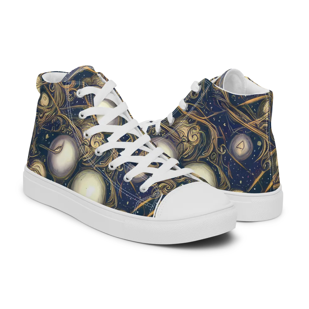 Orbital Baroque on Men's High Top Canvas Shoes — Right