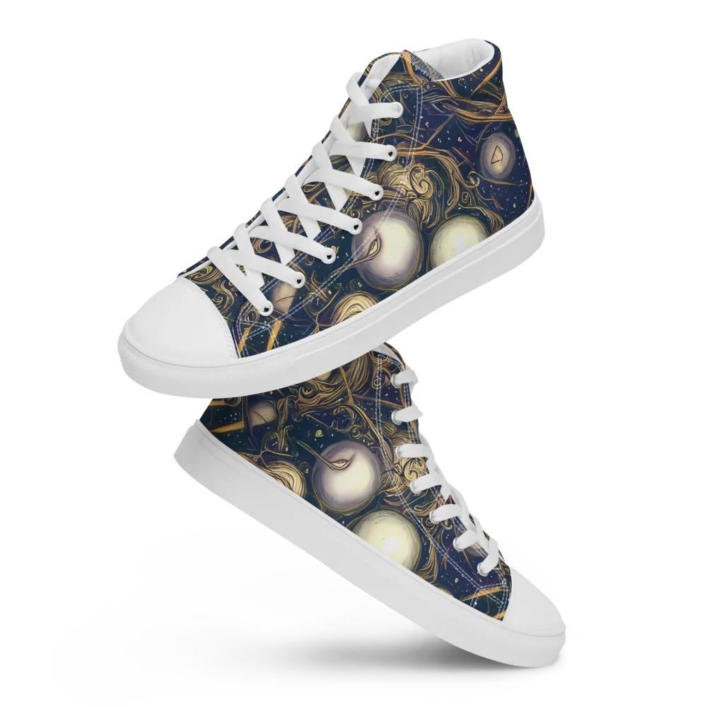 Orbital Baroque on Men's High Top Canvas Shoes — Front