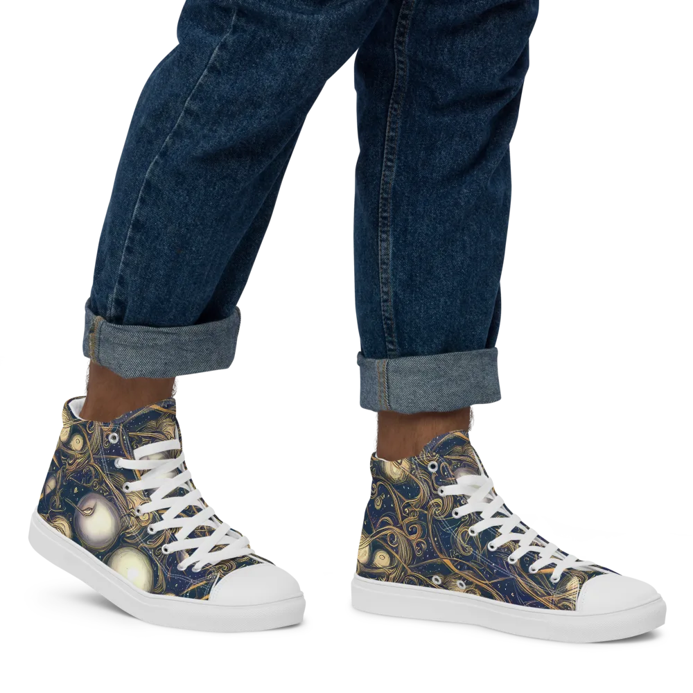 Orbital Baroque on Men's High Top Canvas Shoes — Right