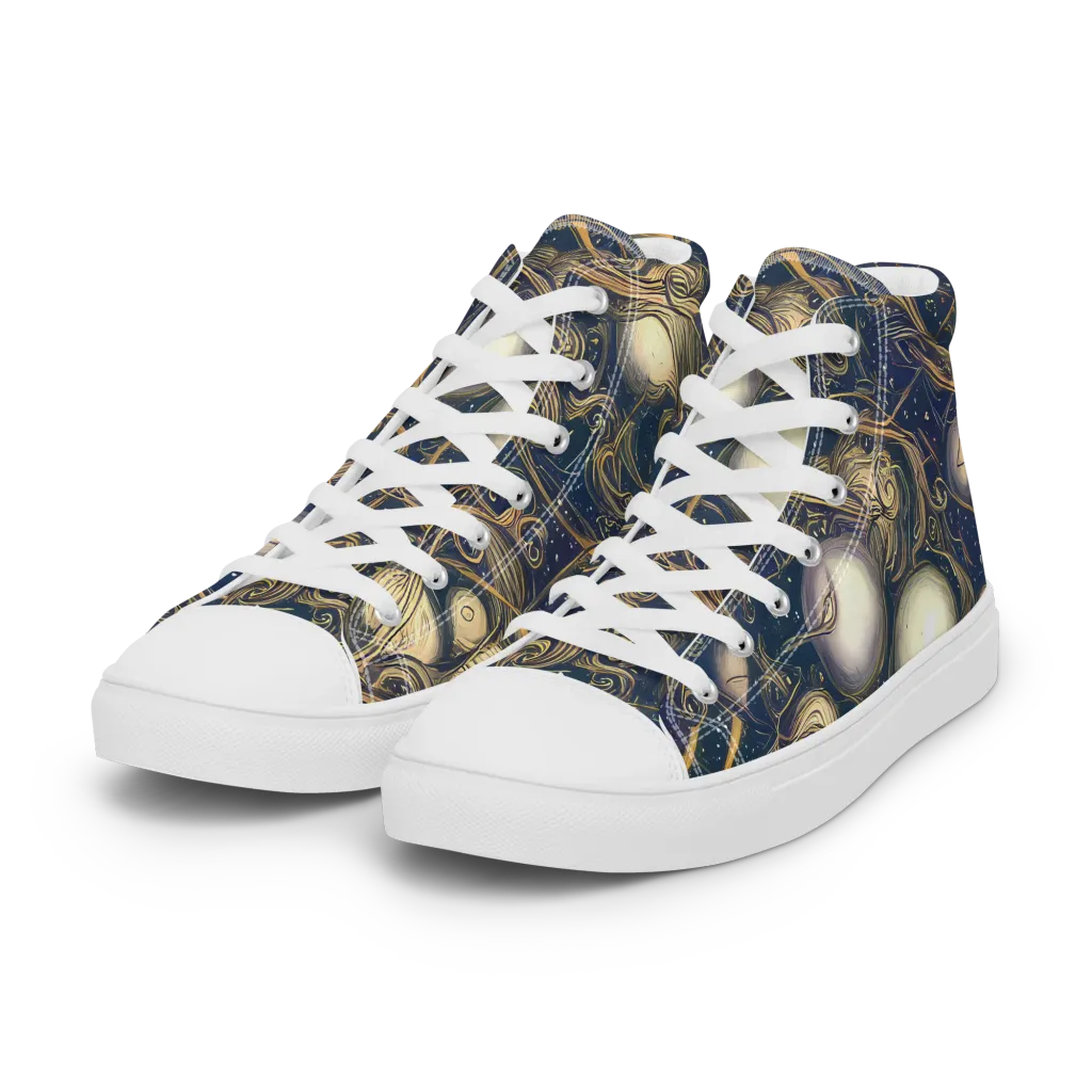 Orbital Baroque on Women's High Top Canvas Shoes — Left Front