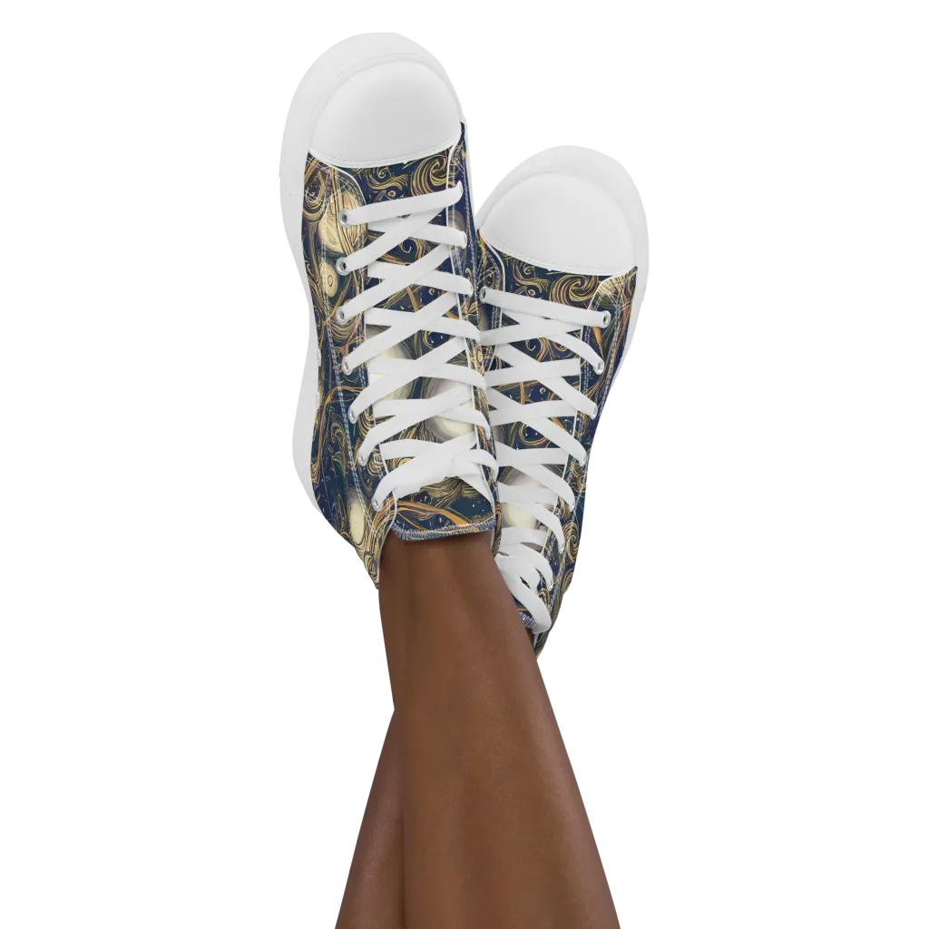 Orbital Baroque on Women's High Top Canvas Shoes — Front