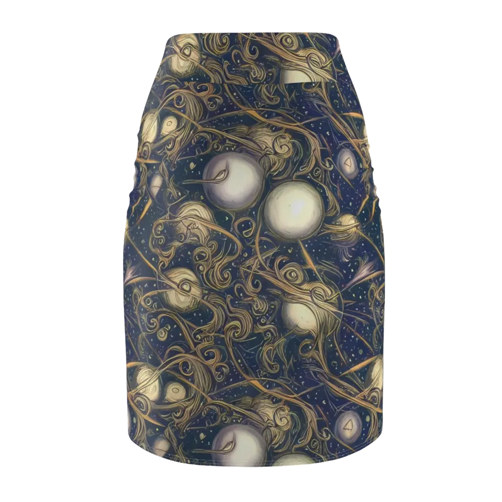 Orbital Baroque on Pencil Skirt — Back