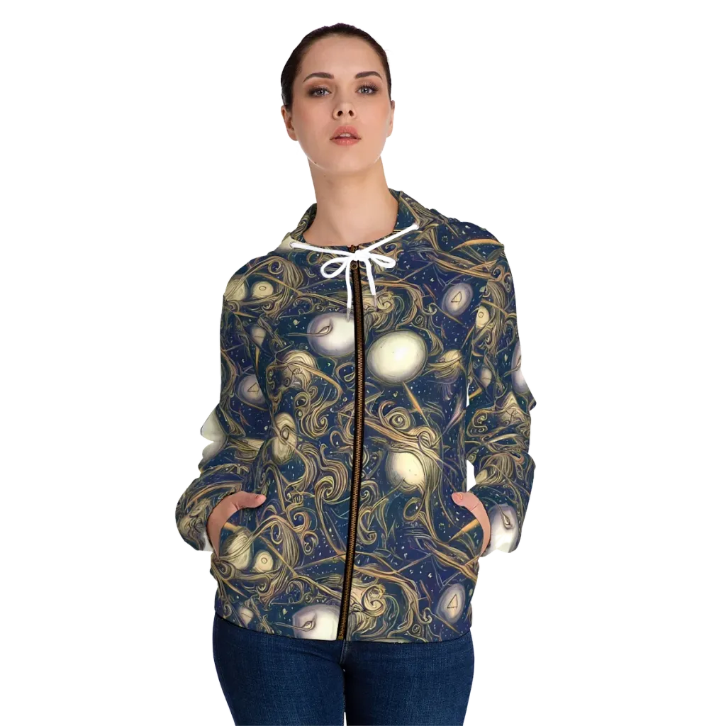Orbital Baroque on Women's Full-Zip Hoodie — Front On Person