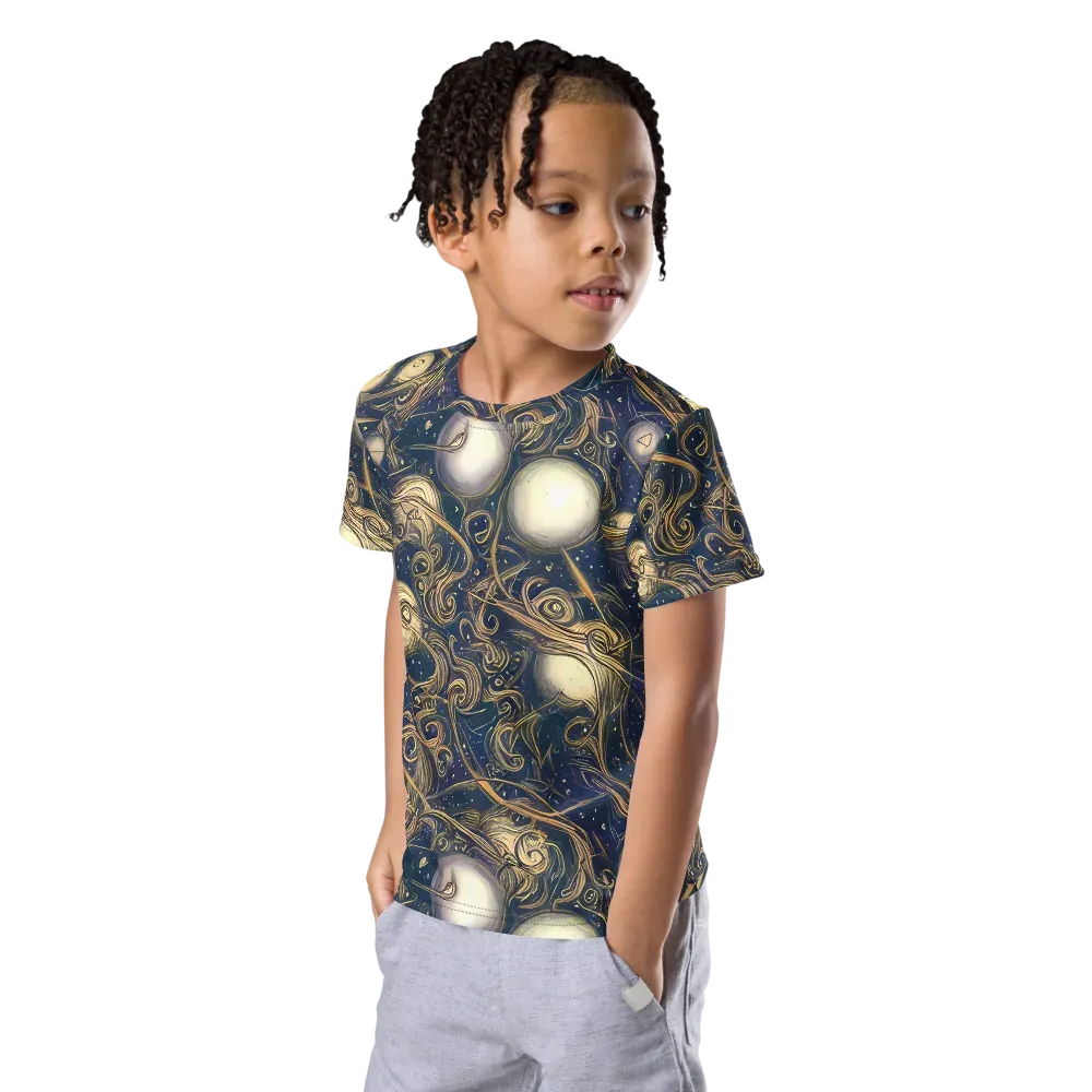 Orbital Baroque on Kids Crew Neck T-Shirt — Left Front