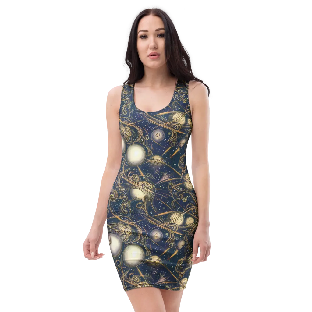 Orbital Baroque on Bodycon Dress — Front