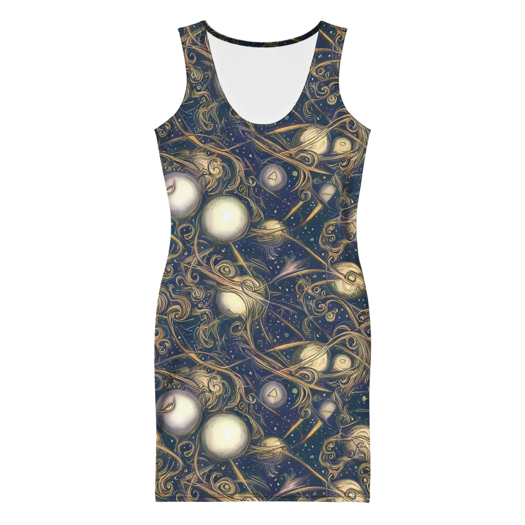 Orbital Baroque on Bodycon Dress — Front