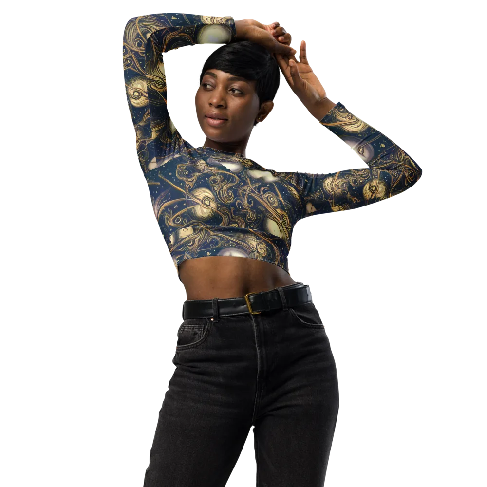 Orbital Baroque on Long Sleeve Crop Top — Front
