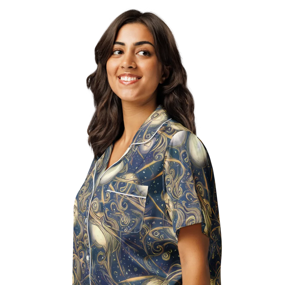 Orbital Baroque on Women's Short Sleeve Pajama Top — Left Front