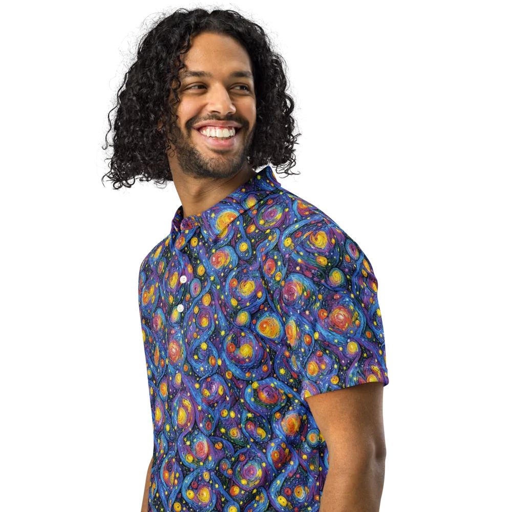 Galactic Reverie on Men's Slim Fit Polo Shirt — Left Front