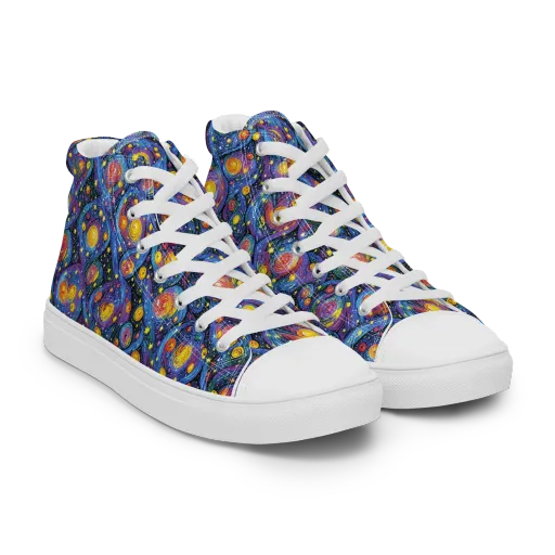 Galactic Reverie on a Men's High Top Canvas Shoes