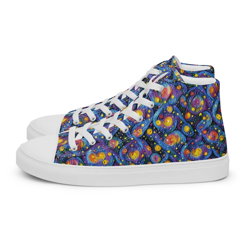 Galactic Reverie on Men's High Top Canvas Shoes — Left
