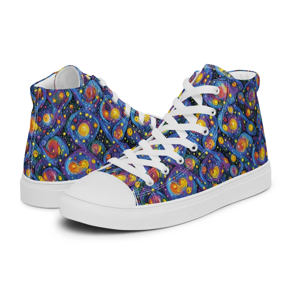Galactic Reverie on Men's High Top Canvas Shoes — Left