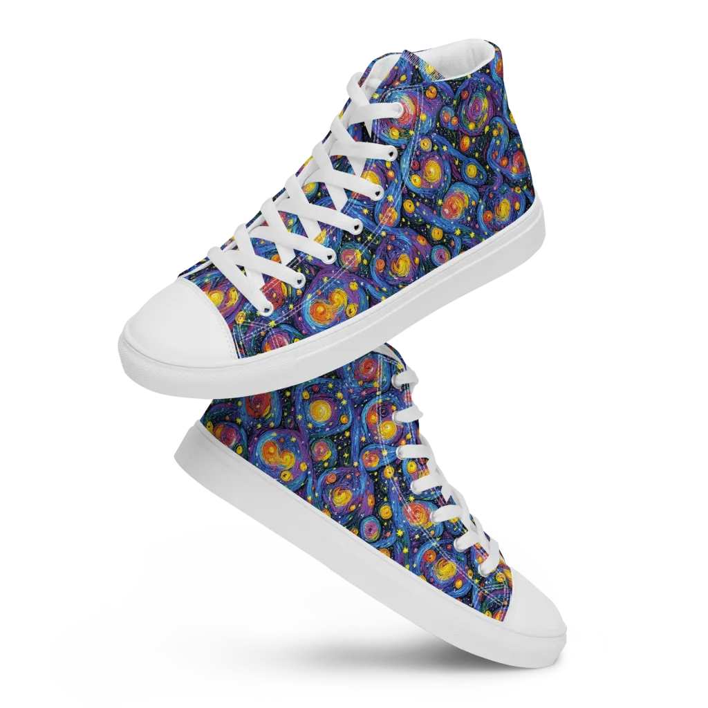 Galactic Reverie on Men's High Top Canvas Shoes — Front