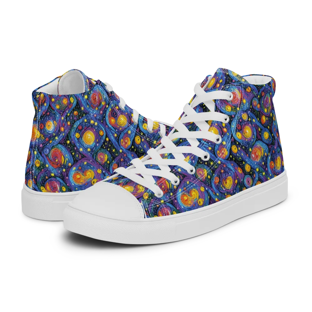 Galactic Reverie on Women's High Top Canvas Shoes — Left