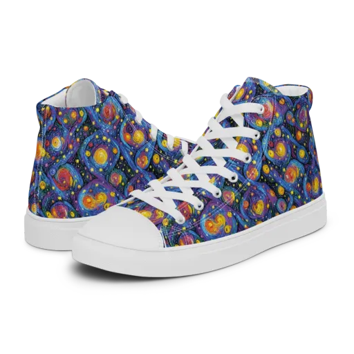 Galactic Reverie on a Women's High Top Canvas Shoes