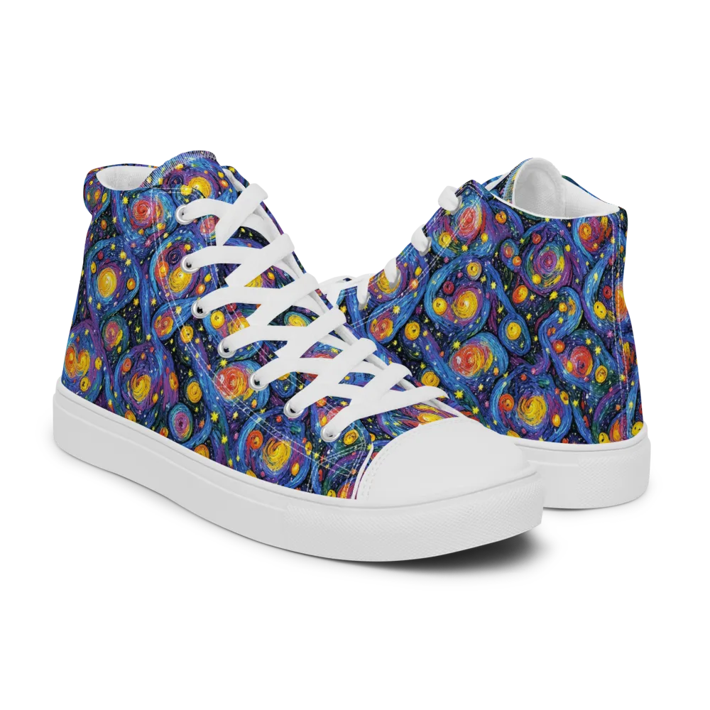 Galactic Reverie on Women's High Top Canvas Shoes — Right