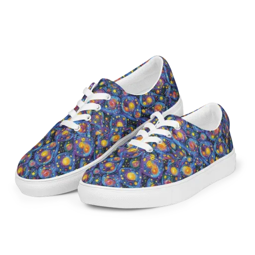 Galactic Reverie on a Men's Lace-Up Canvas Shoes