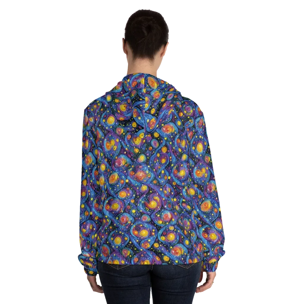 Galactic Reverie on Women's Full-Zip Hoodie — Back On Person