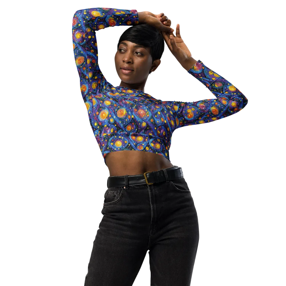 Galactic Reverie on Long Sleeve Crop Top — Front