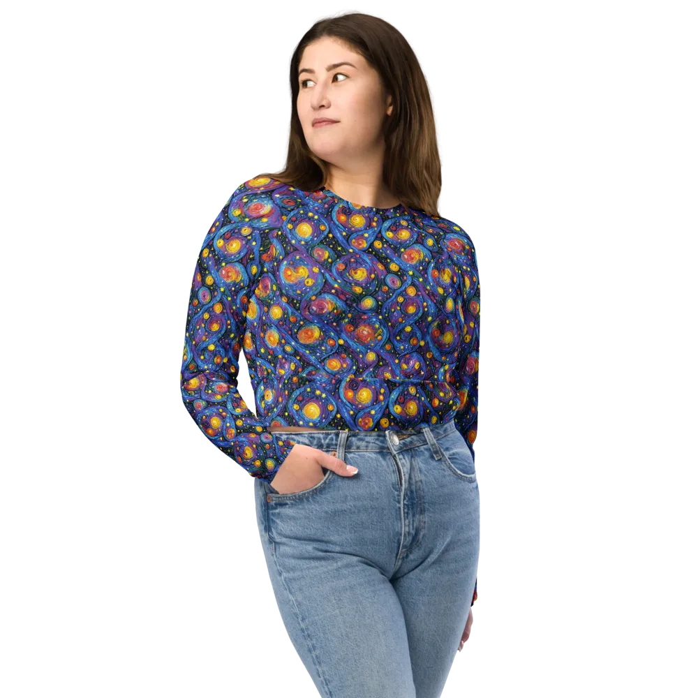 Galactic Reverie on Long Sleeve Crop Top — Front