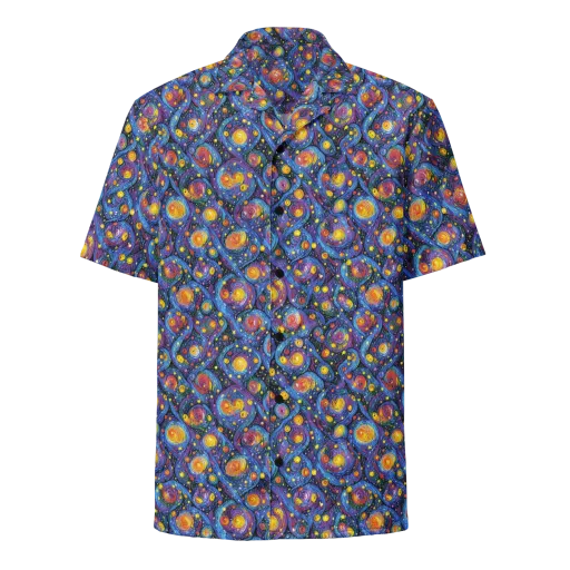 Galactic Reverie on a Button Shirt