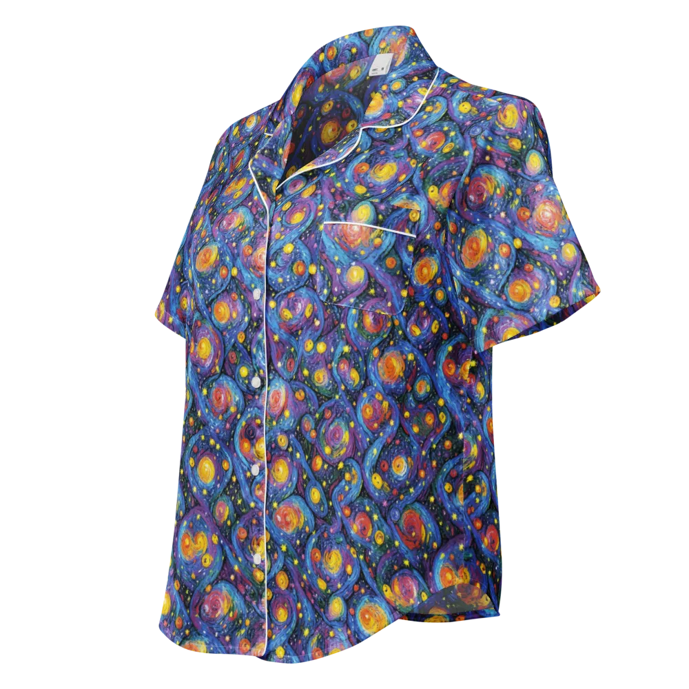 Galactic Reverie on Women's Short Sleeve Pajama Top — Left Front