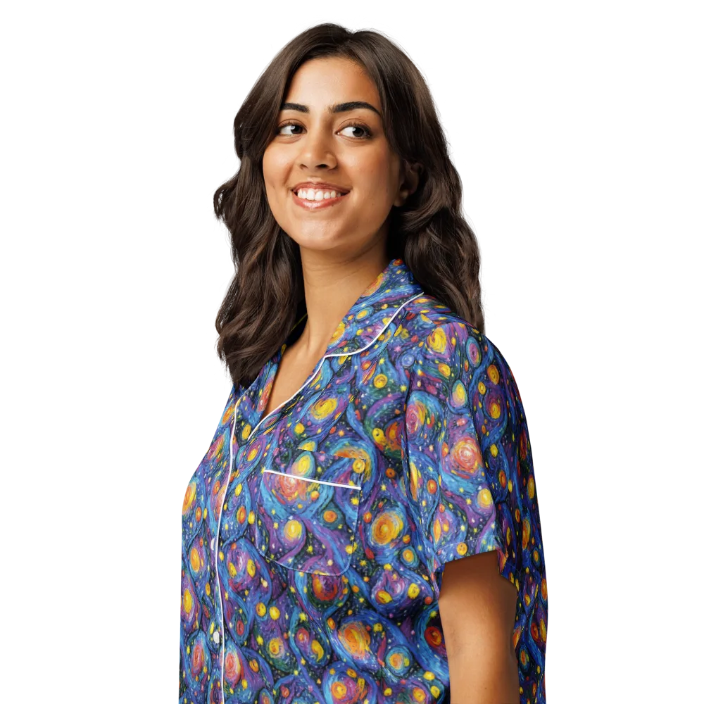 Galactic Reverie on Women's Short Sleeve Pajama Top — Left Front