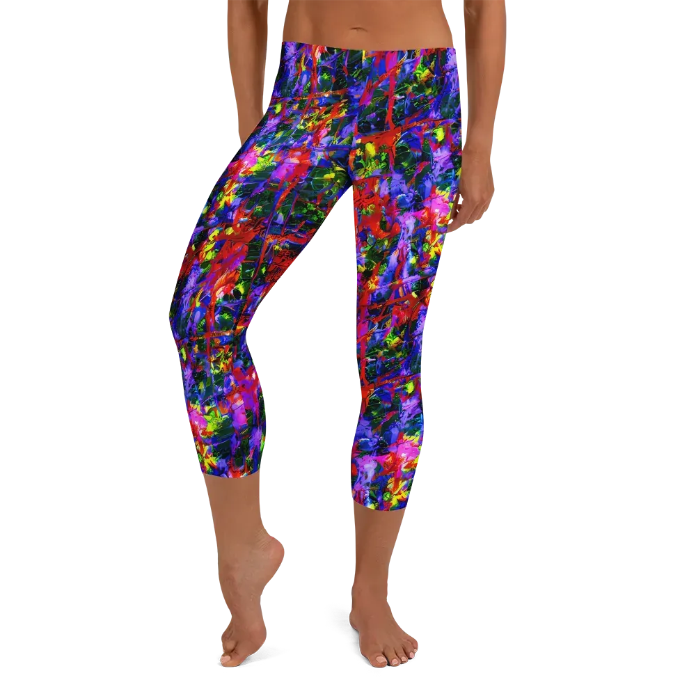 Fractured Rainbow on Capri Leggings — Front
