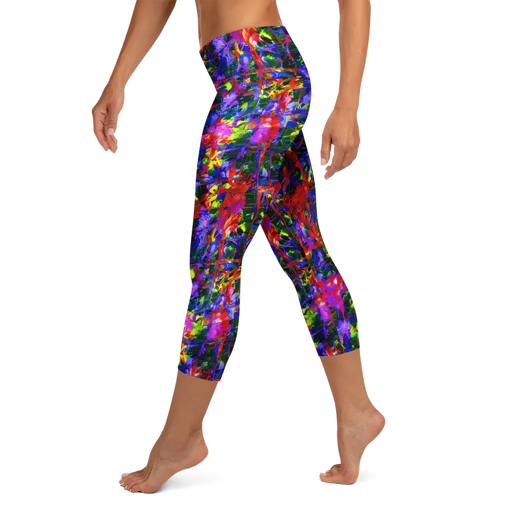 Fractured Rainbow on Capri Leggings — Left