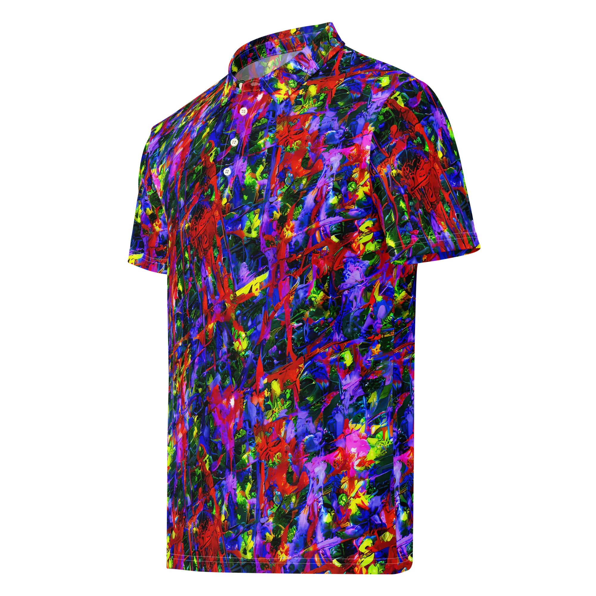 Fractured Rainbow on Men's Slim Fit Polo Shirt — Left Front