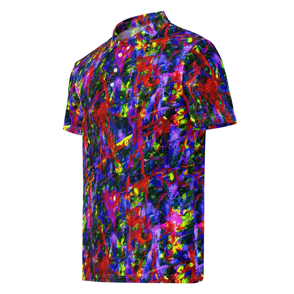 Fractured Rainbow on Men's Slim Fit Polo Shirt — Left Front